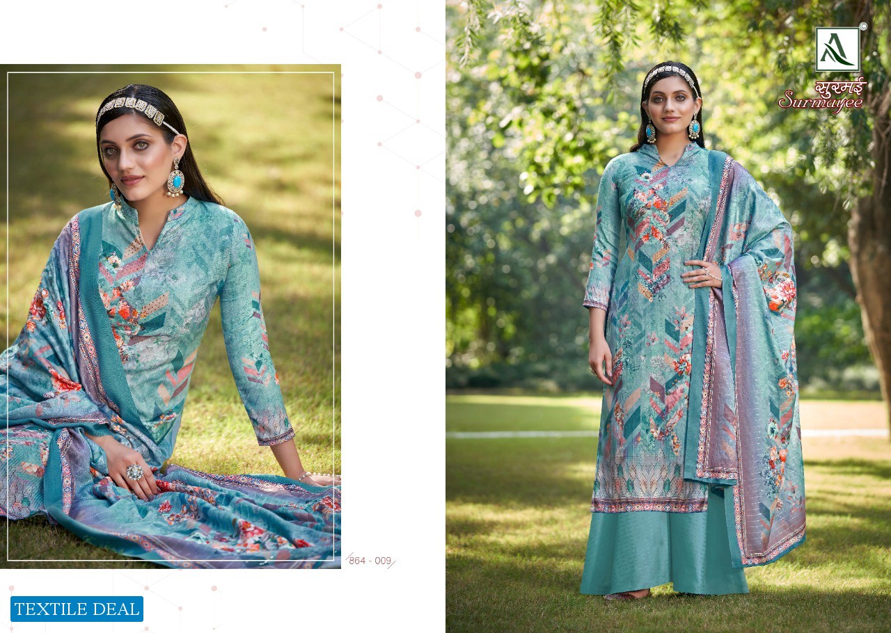 Alok Surmayee wholesale Pure Wool Pashmina Embroidered Salwar Kameez