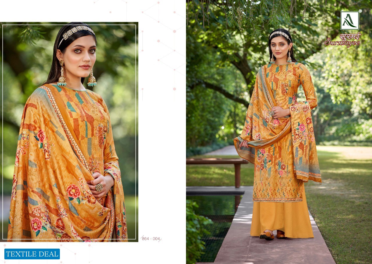 Alok Surmayee wholesale Pure Wool Pashmina Embroidered Salwar Kameez