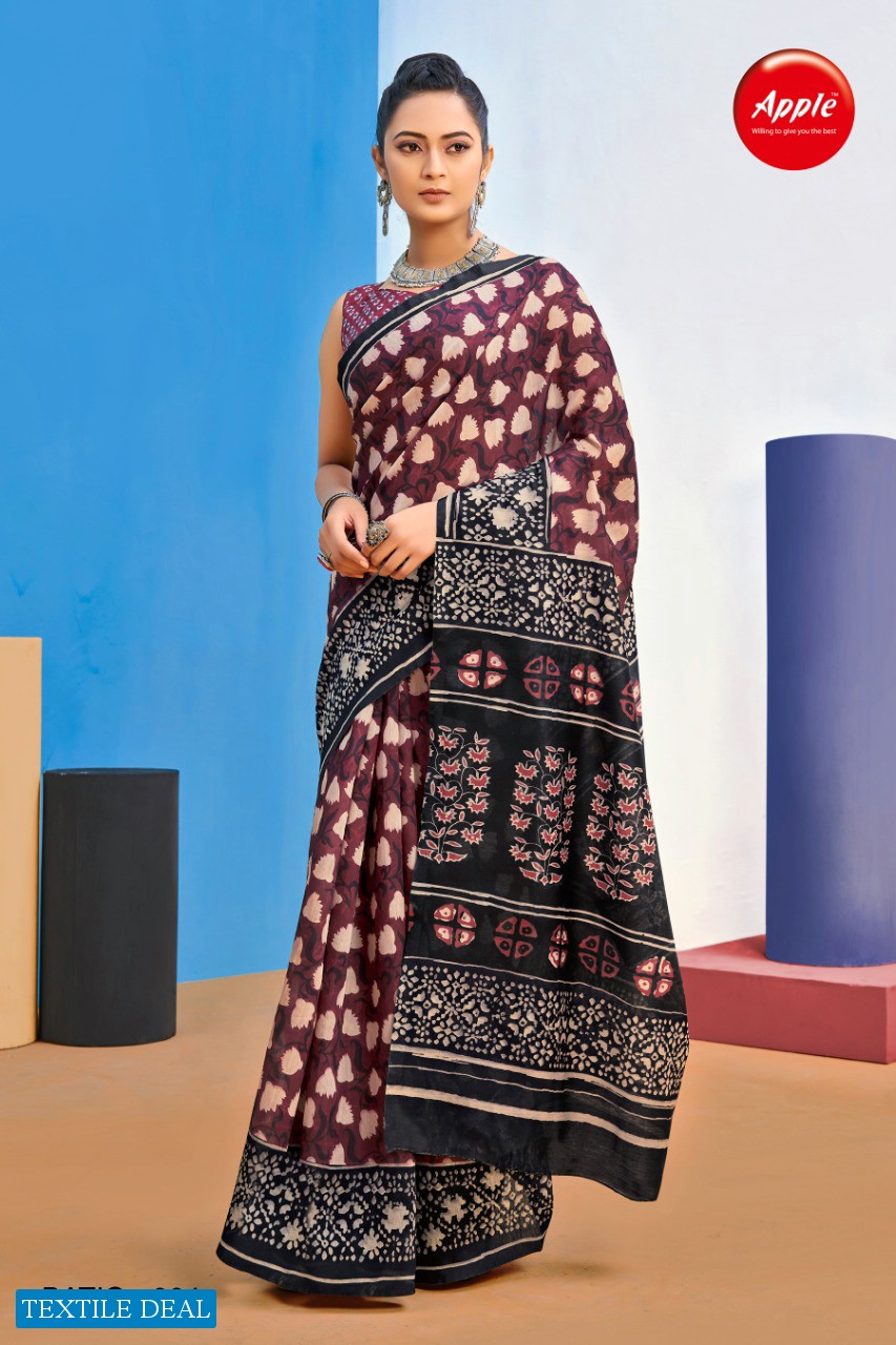 APPLE PRESENT BATIQ VOL 3 CHANDERI COTTON PRINTED SAREES