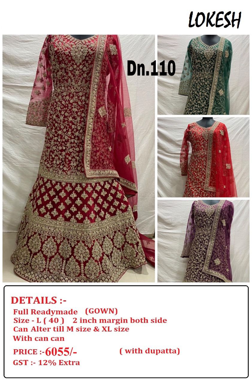 Lokesh 108 To 133Nx Wholesale Full Stitched Gown Single Available