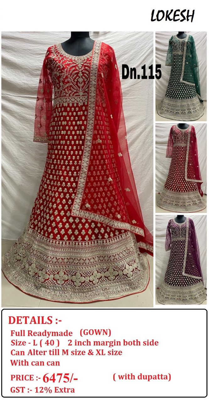 Lokesh 108 To 133Nx Wholesale Full Stitched Gown Single Available