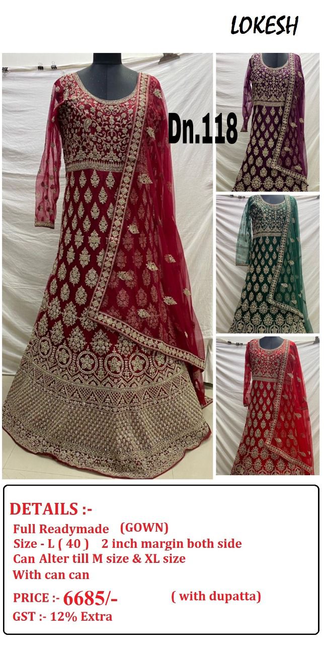 Lokesh 108 To 133Nx Wholesale Full Stitched Gown Single Available
