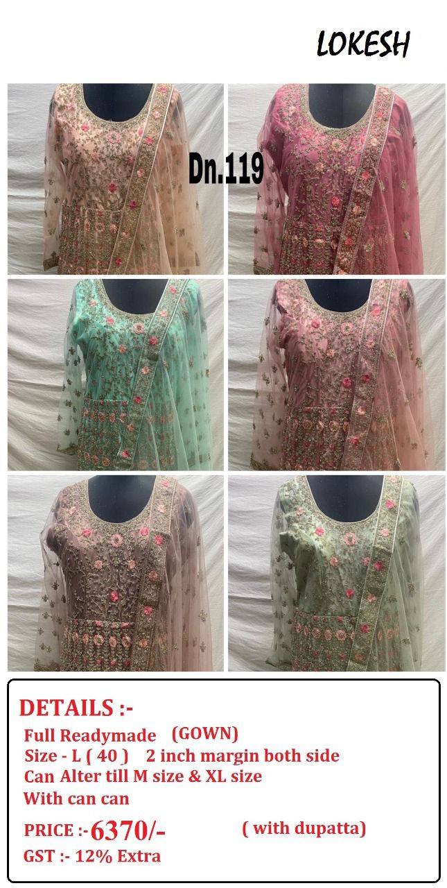 Lokesh 108 To 133Nx Wholesale Full Stitched Gown Single Available