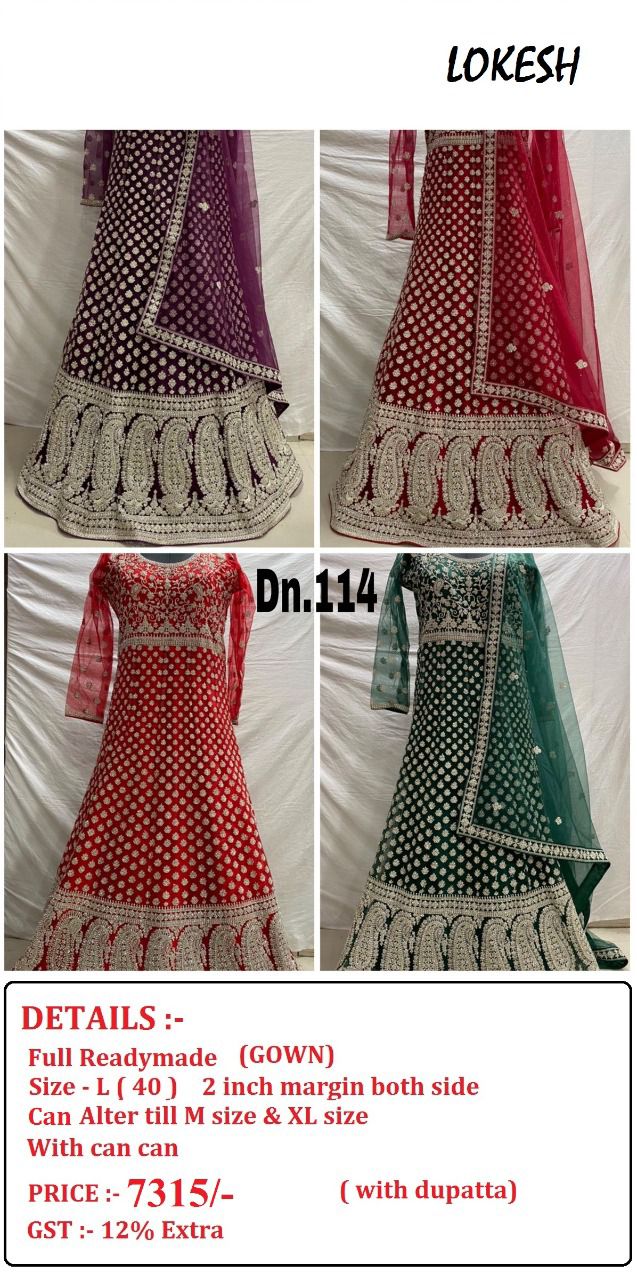 Lokesh 108 To 133Nx Wholesale Full Stitched Gown Single Available