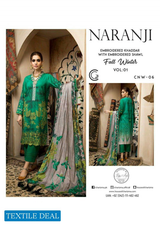 NARANJI EMBROIDERED  KHADDAR WITH EMBROIDERED SHAWL FALL WINTER VOL- 1