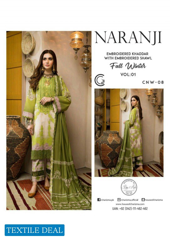 NARANJI EMBROIDERED  KHADDAR WITH EMBROIDERED SHAWL FALL WINTER VOL- 1