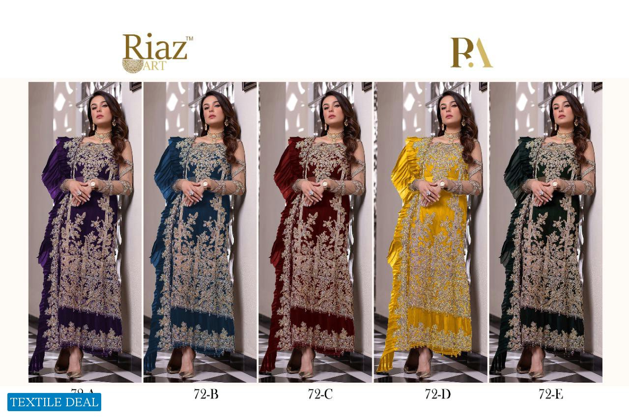 Riaz Art D.no 72 Colour Wholesale Designer Pakistani Dress