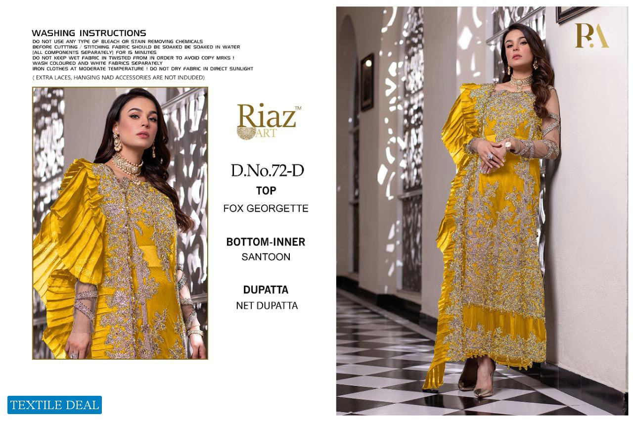 Riaz Art D.no 72 Colour Wholesale Designer Pakistani Dress
