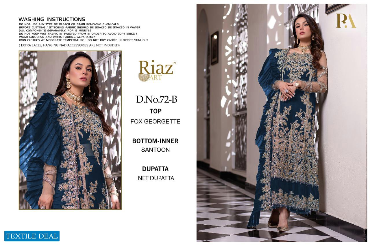 Riaz Art D.no 72 Colour Wholesale Designer Pakistani Dress