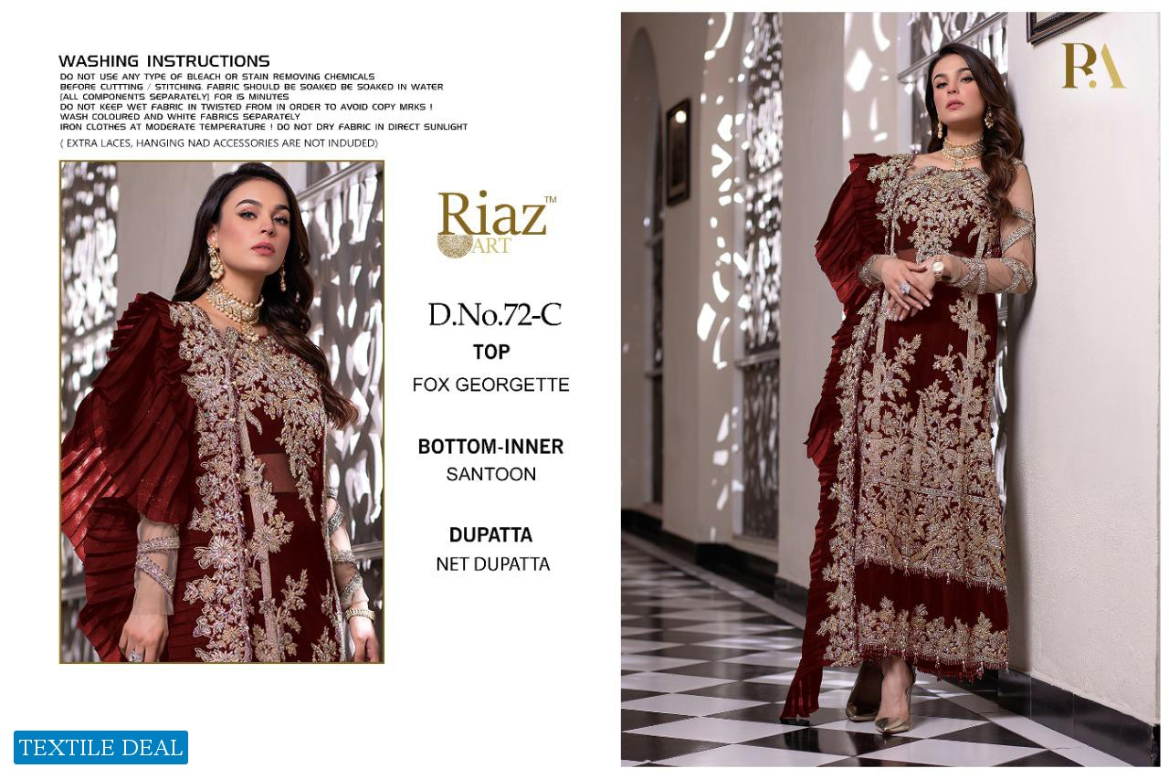 Riaz Art D.no 72 Colour Wholesale Designer Pakistani Dress
