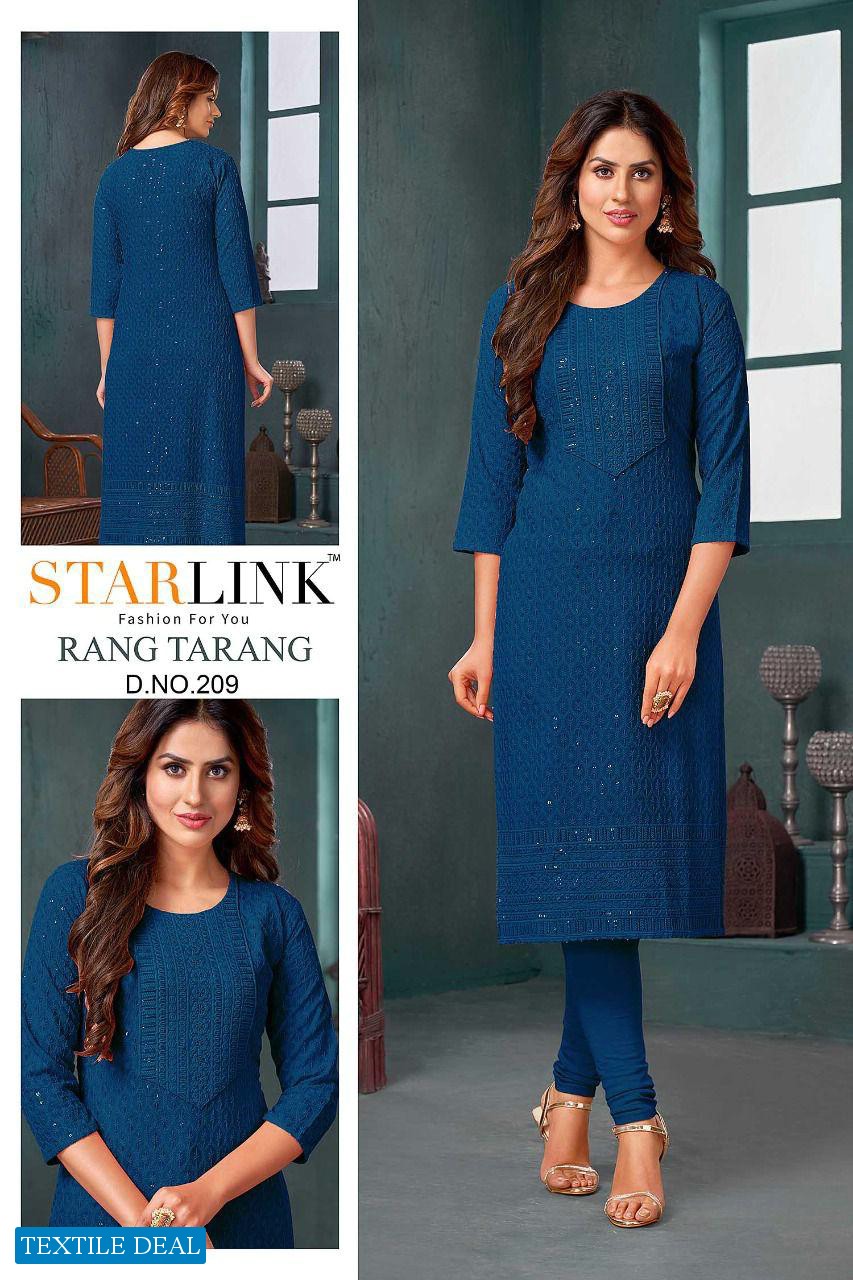 Starlink Rang Tarang Wholesale Reyon Fabrics Schiffli Work Kurtis