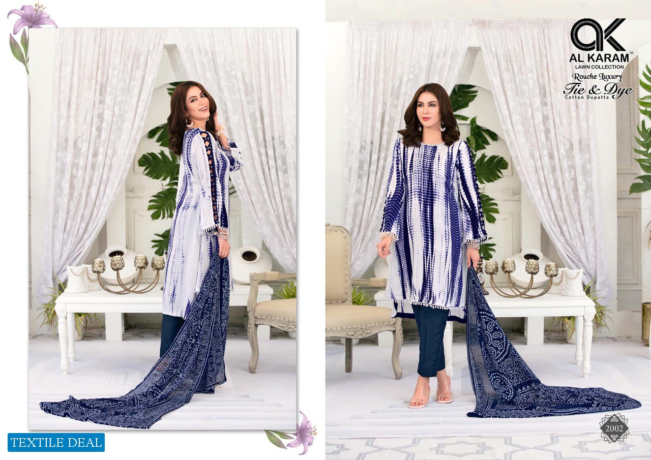 Al-karam Tie And Dye Vol-2 Wholesale Pure Cambric Dress Material