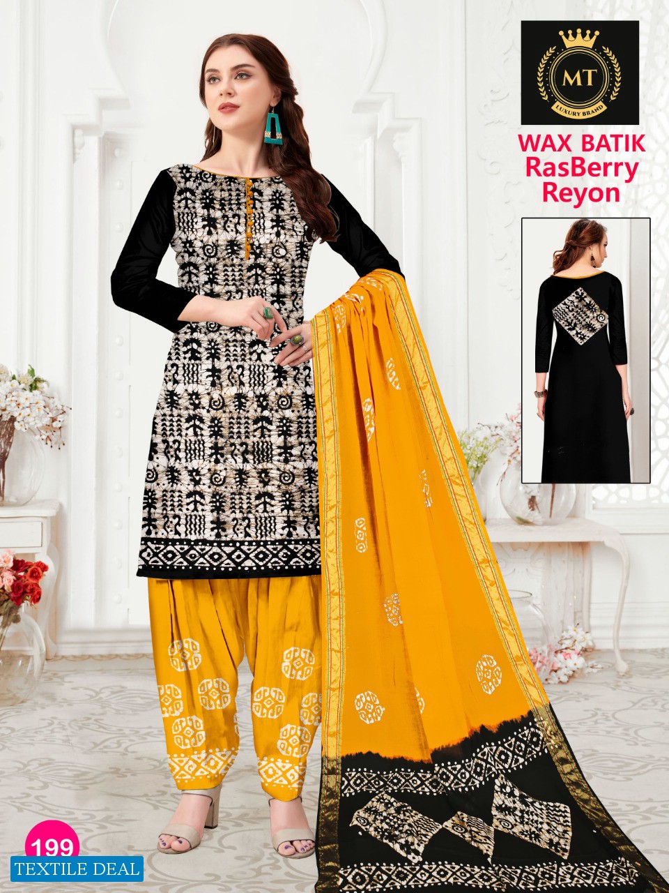 MT Rasberry Wholesale Reyon White Wax Batik Dress Material