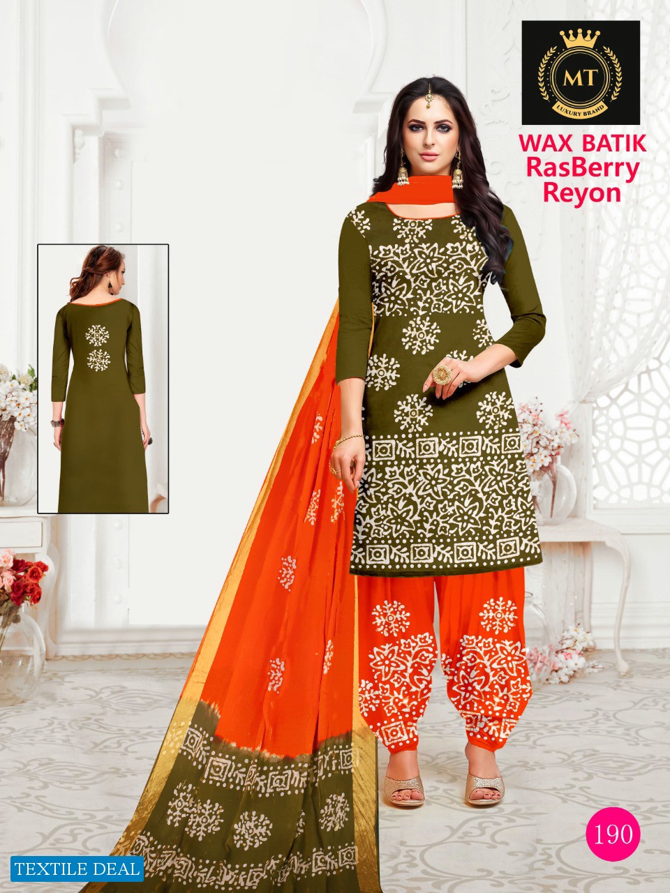 MT Rasberry Wholesale Reyon White Wax Batik Dress Material