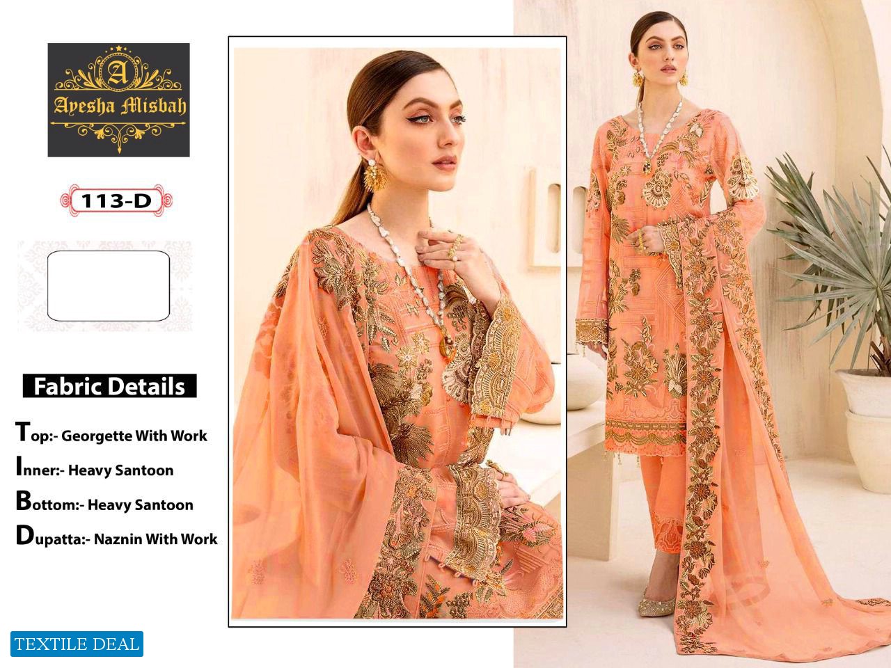 Ayesha Misbah D.no 113 Colour Wholesale Pakistani Concept Dress