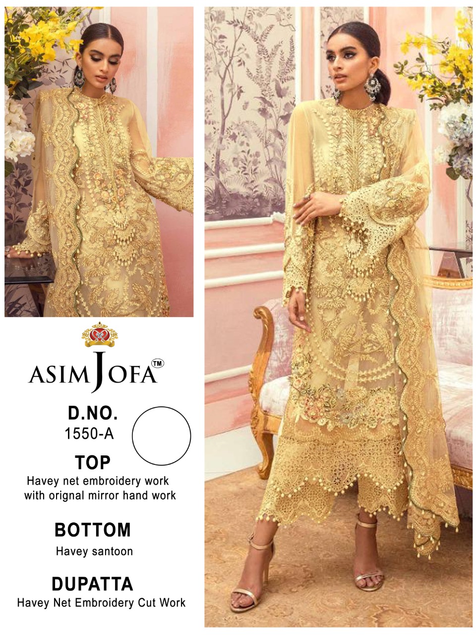 Asim Jofa D.no 1550 Colour Wholesale Pakistani Concept Dress