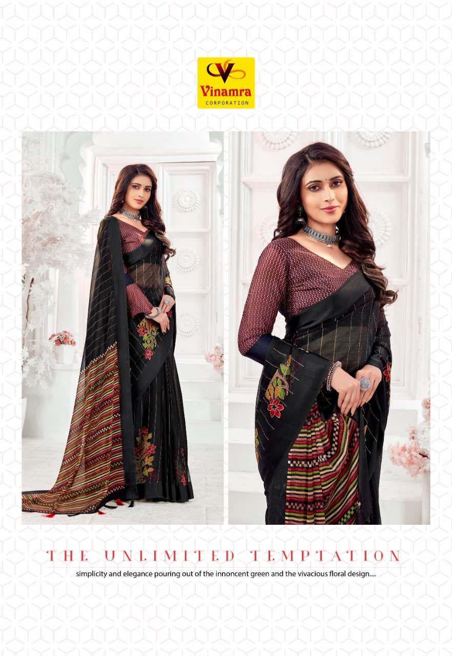 VINAMRA SIMRAN CHIFFON SATIN VOL 6 FANCY SARIS WHOLESALER
