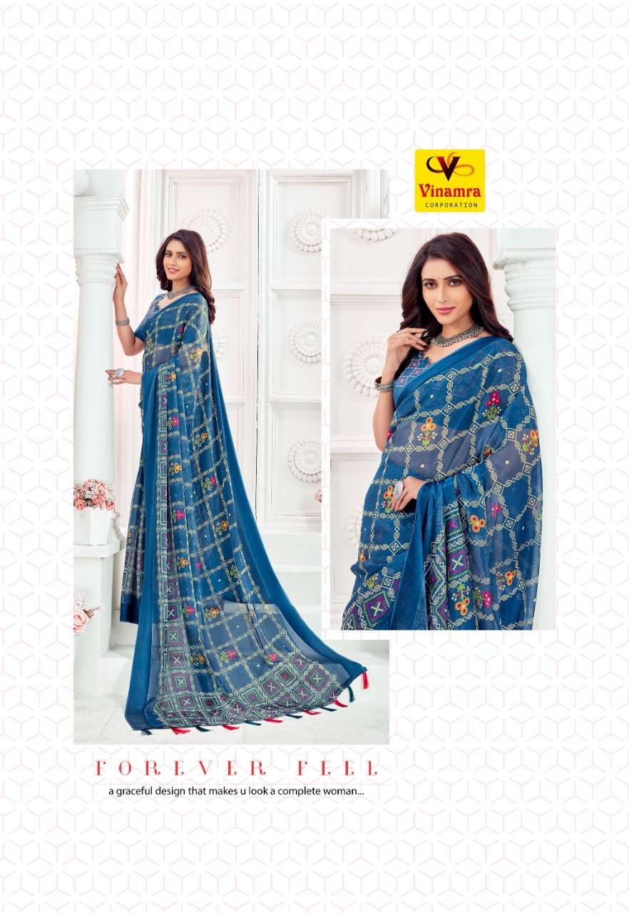 VINAMRA SIMRAN CHIFFON SATIN VOL 6 FANCY SARIS WHOLESALER