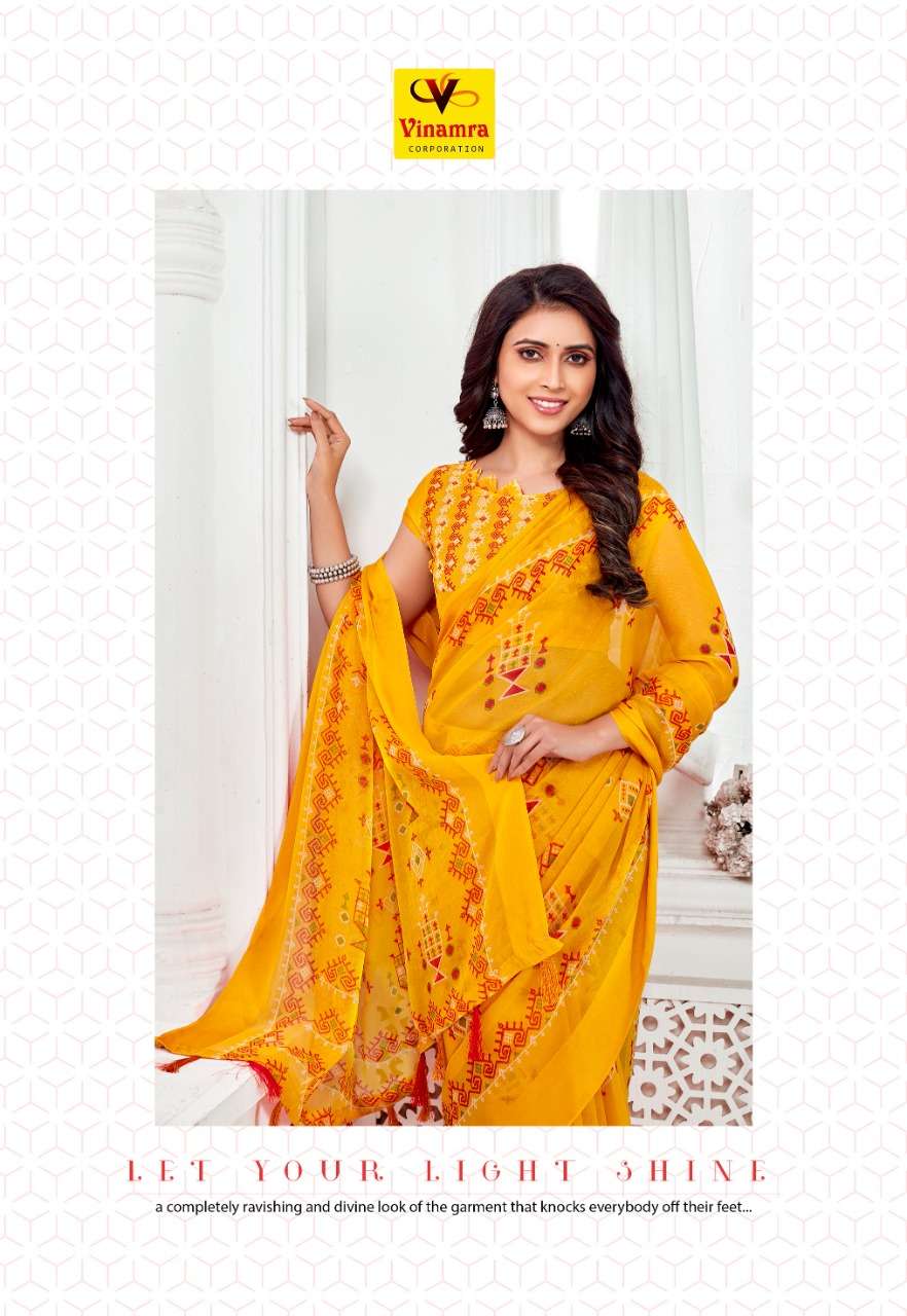 VINAMRA SIMRAN CHIFFON SATIN VOL 6 FANCY SARIS WHOLESALER