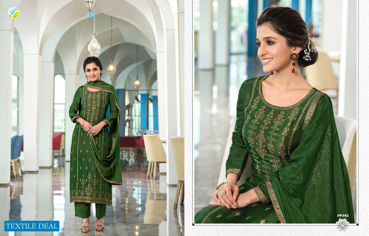 TUMBAA ZARI BY VINAY FASHION FULL STITCH VISCOSE DOLA JACQUARD TOP BOTTOM WITH DUPATTA