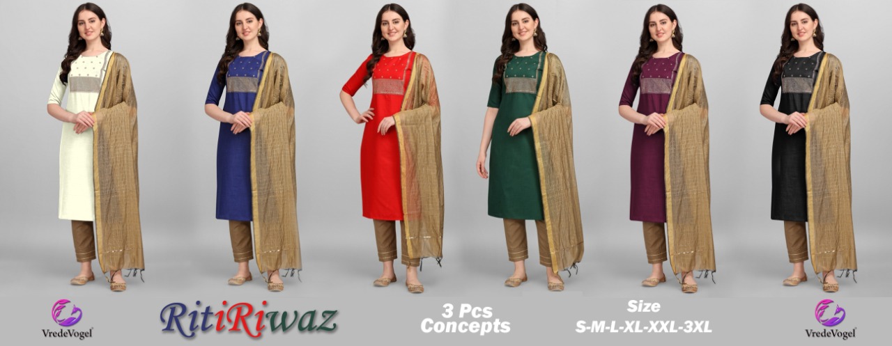 Vrede Vogel Riti Riwaz Wholesale 3 Piece Readymade Dress
