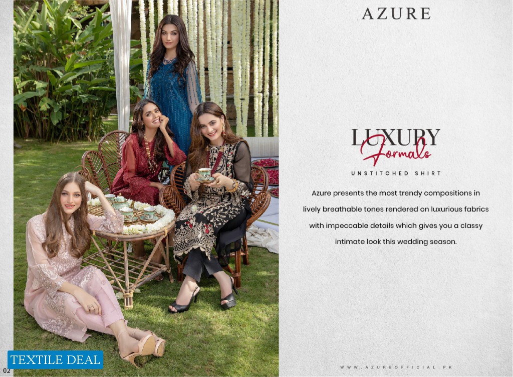 Azure Luxury Formal Unstiched Shirt Pakistani Catalog