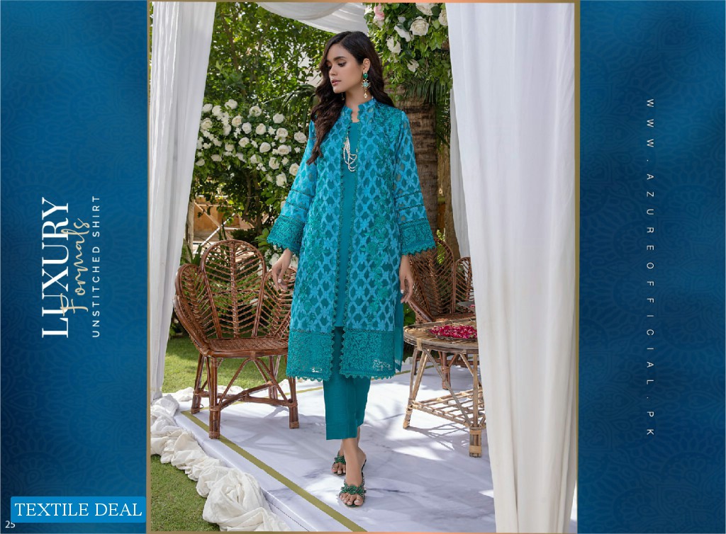 Azure Luxury Formal Unstiched Shirt Pakistani Catalog