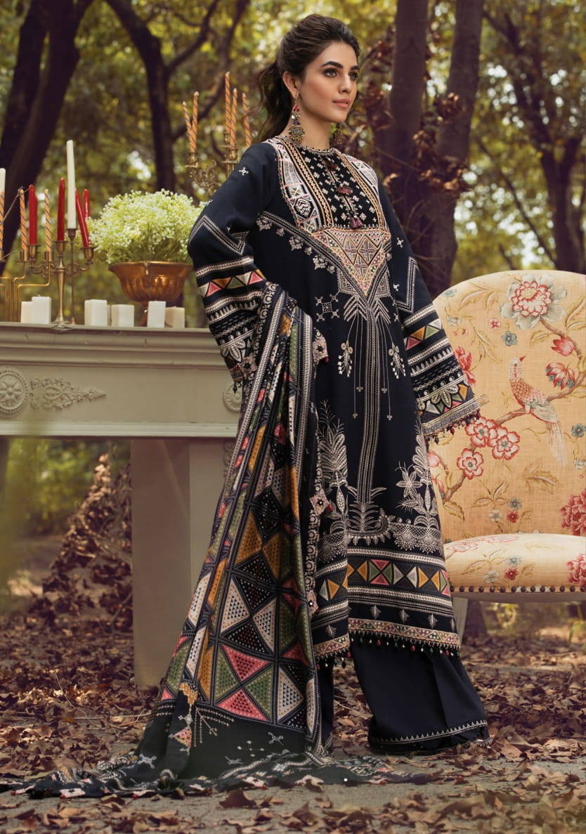 Anaya Viva Winter 2021 Unstitched 3pc Embroidered Linen Shawl Collection