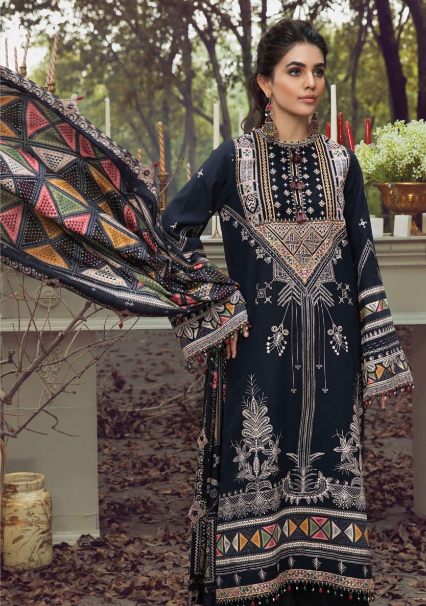 Anaya Viva Winter 2021 Unstitched 3pc Embroidered Linen Shawl Collection