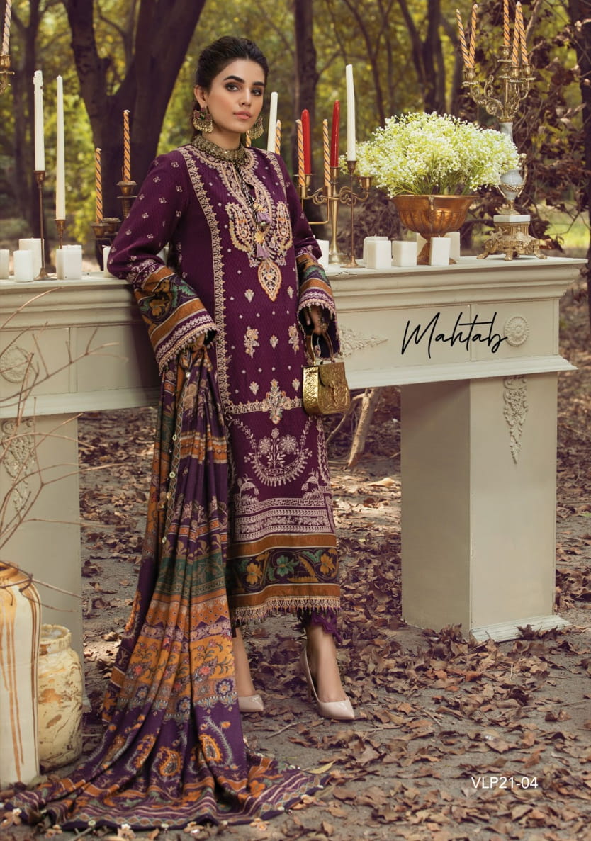 Anaya Viva Winter 2021 Unstitched 3pc Embroidered Linen Shawl Collection