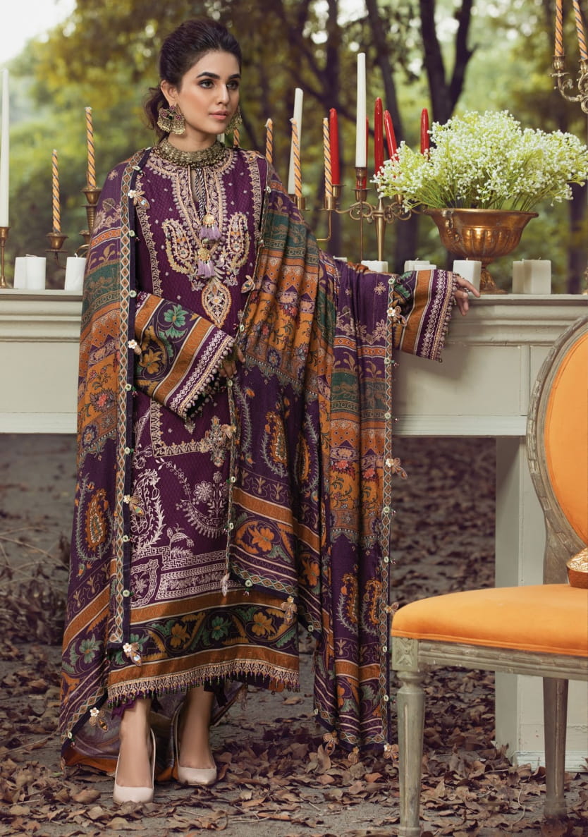 Anaya Viva Winter 2021 Unstitched 3pc Embroidered Linen Shawl Collection