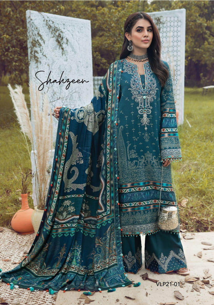 Anaya Viva Winter 2021 Unstitched 3pc Embroidered Linen Shawl Collection