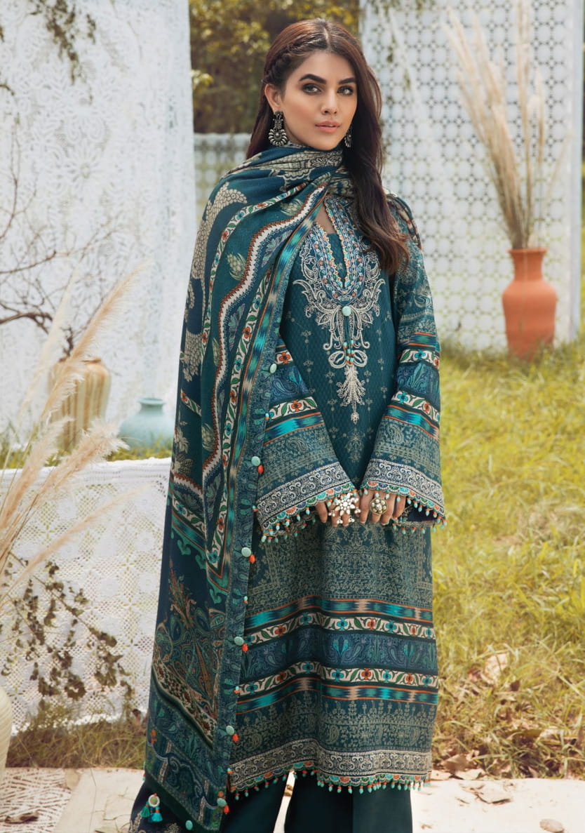 Anaya Viva Winter 2021 Unstitched 3pc Embroidered Linen Shawl Collection