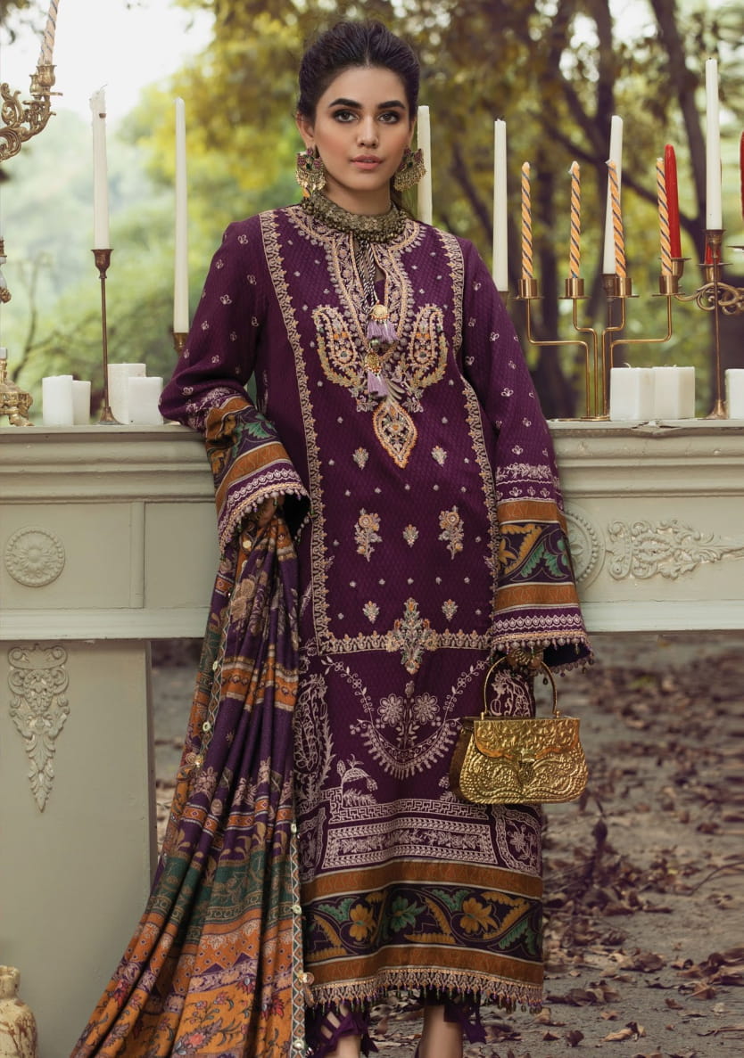 Anaya Viva Winter 2021 Unstitched 3pc Embroidered Linen Shawl Collection