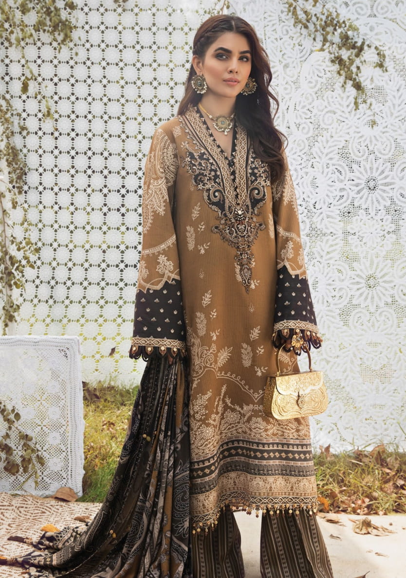 Anaya Viva Winter 2021 Unstitched 3pc Embroidered Linen Shawl Collection