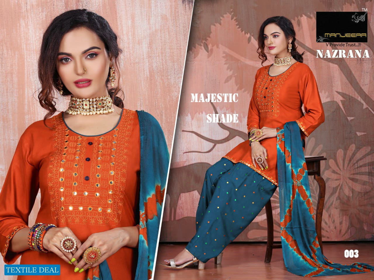 Manjeera Nazrana Wholesale Reyon Work Readymade Dress