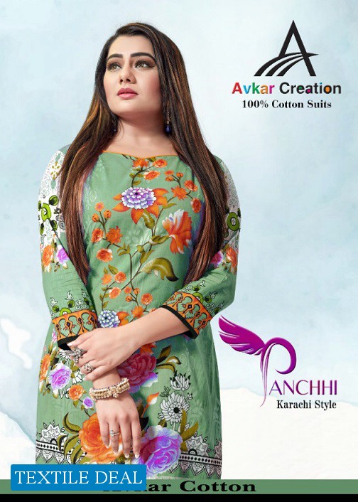 Avkar Panchi Karachi Style Wholesale Printed Dress Material