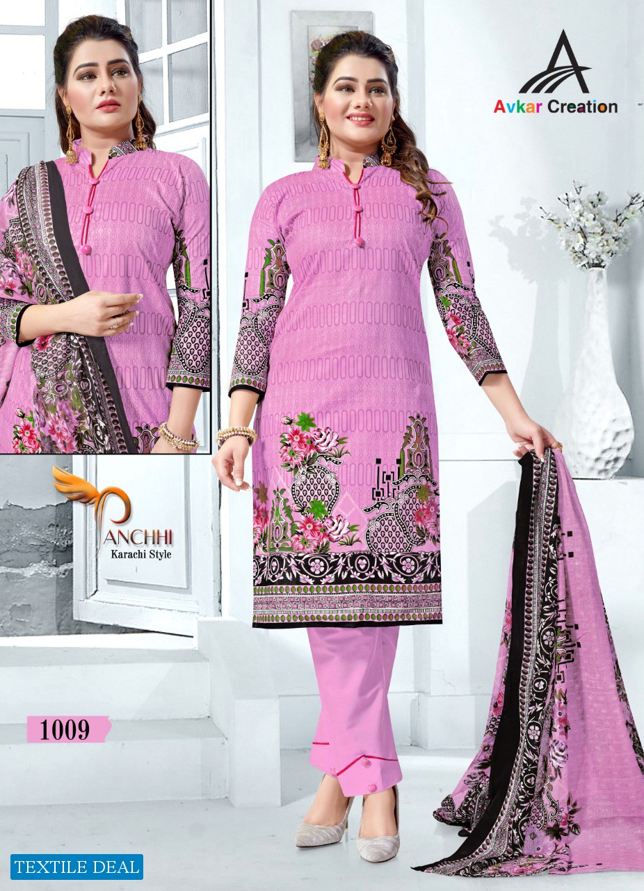 Avkar Panchi Karachi Style Wholesale Printed Dress Material
