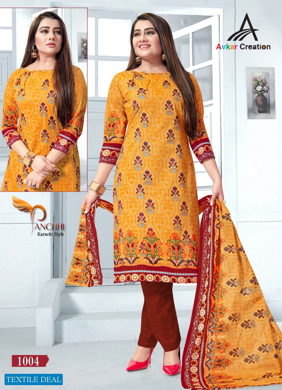 Avkar Panchi Karachi Style Wholesale Printed Dress Material