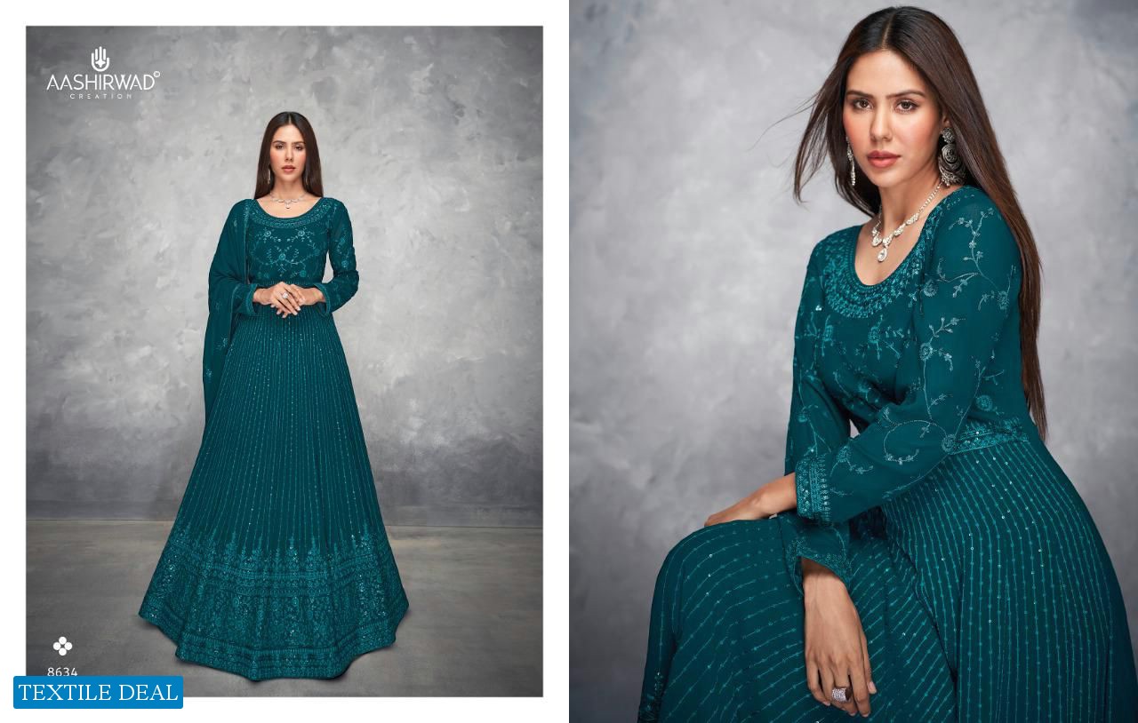 ANAMIKA BY AASHIRWAD GEORGETTE FREE SIZE READYMADE LONG SUITS