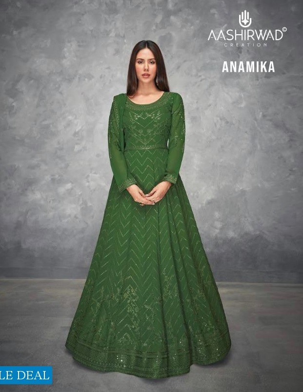 ANAMIKA BY AASHIRWAD GEORGETTE FREE SIZE READYMADE LONG SUITS