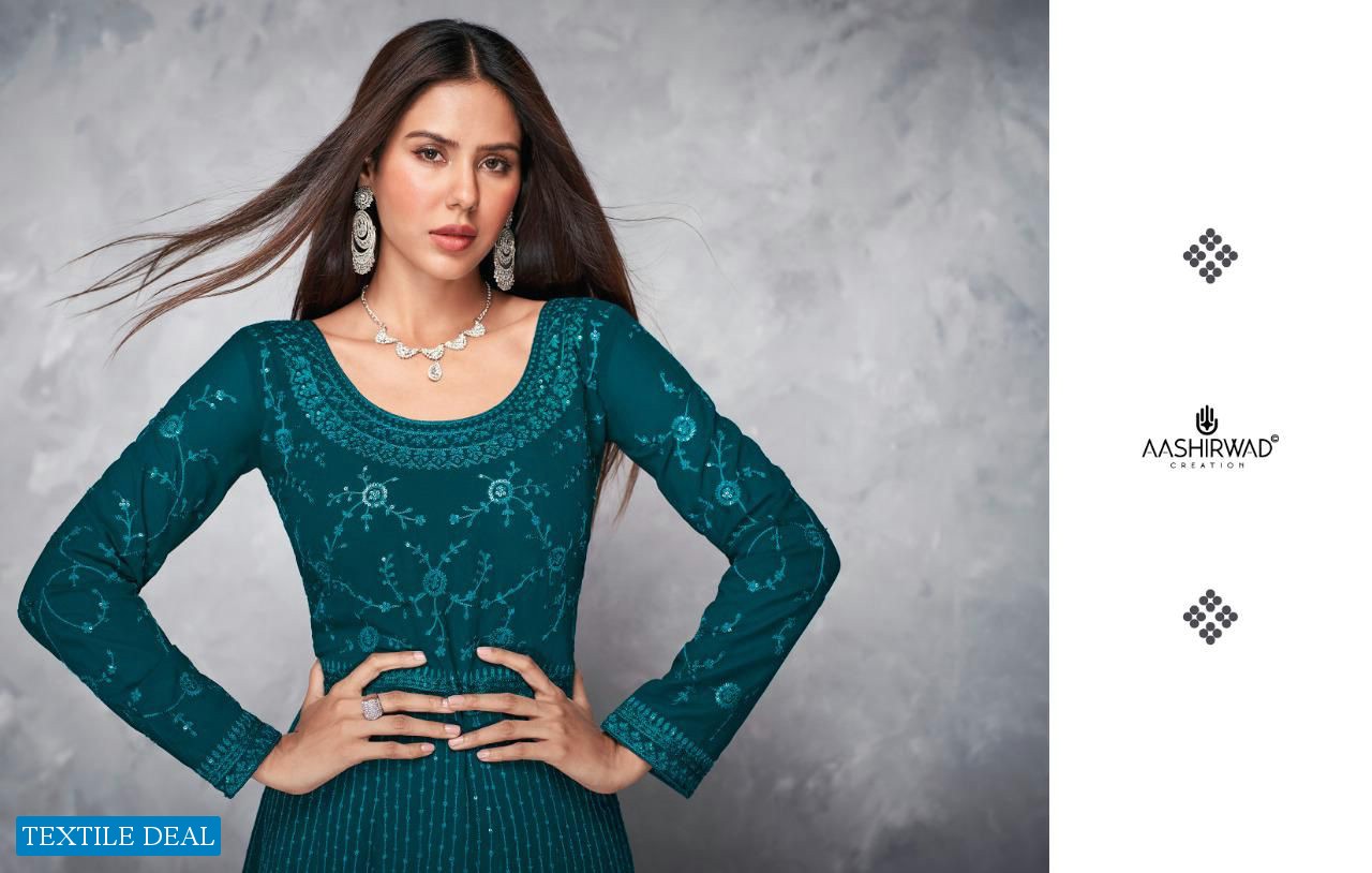 ANAMIKA BY AASHIRWAD GEORGETTE FREE SIZE READYMADE LONG SUITS