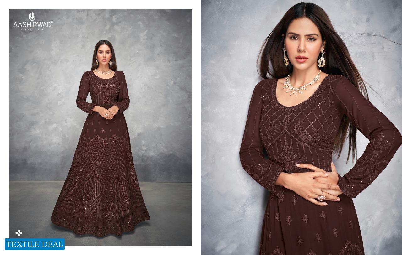 ANAMIKA BY AASHIRWAD GEORGETTE FREE SIZE READYMADE LONG SUITS
