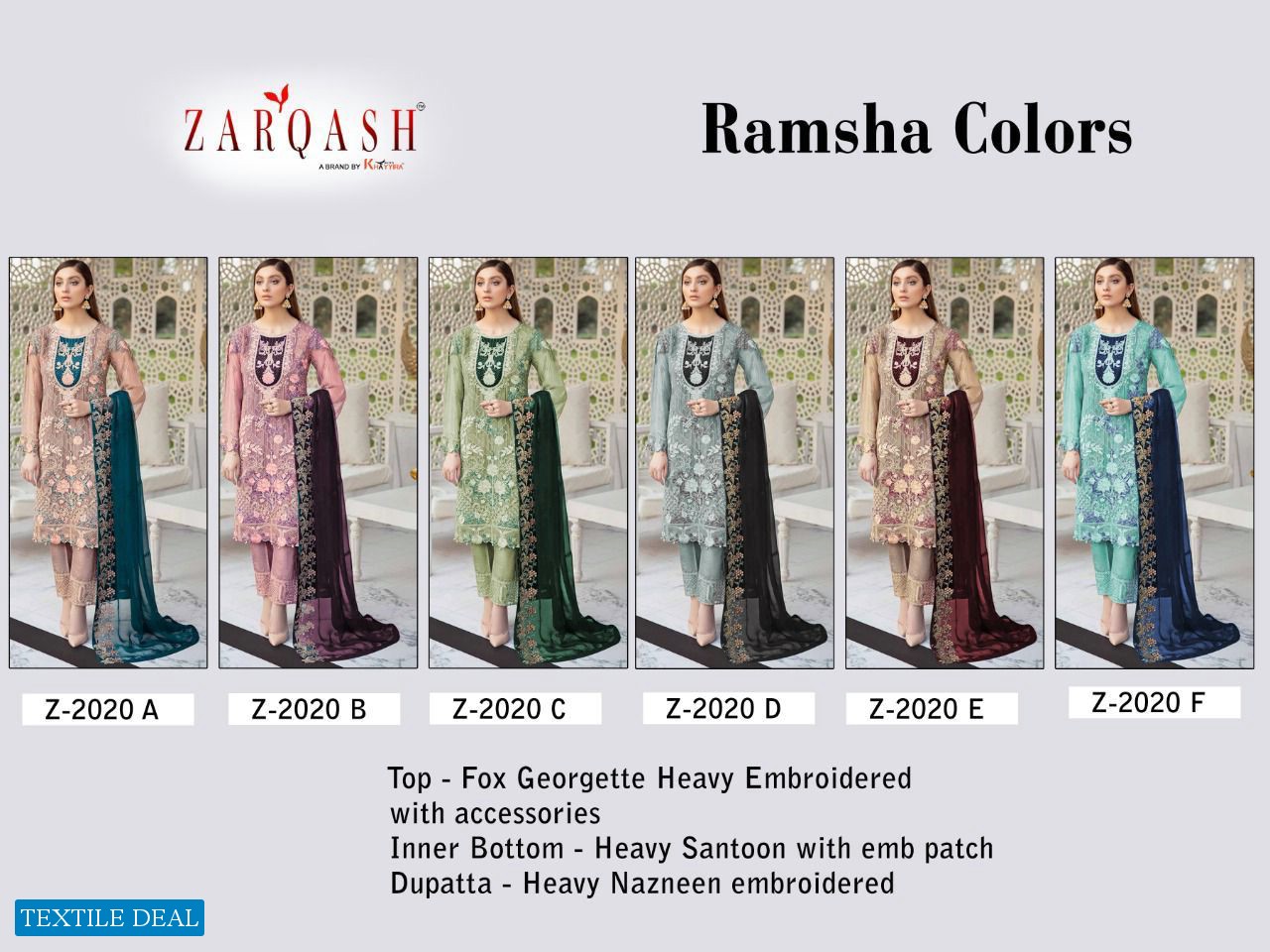 Zarqash Ramsha Colors Wholesale Pakistani Concept Dress