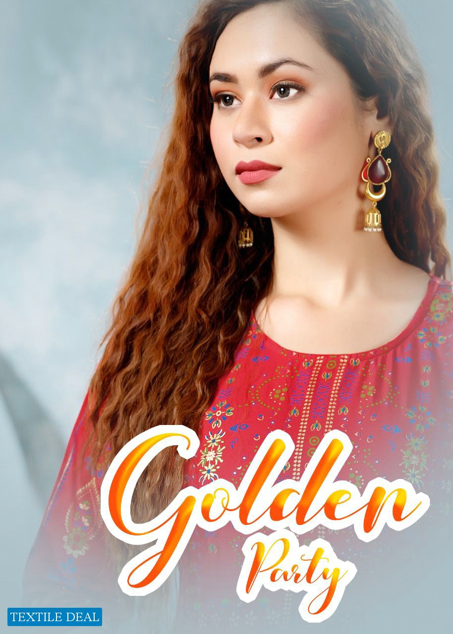 Golden Party Wholesale Designer Anarkali Long Kurtis