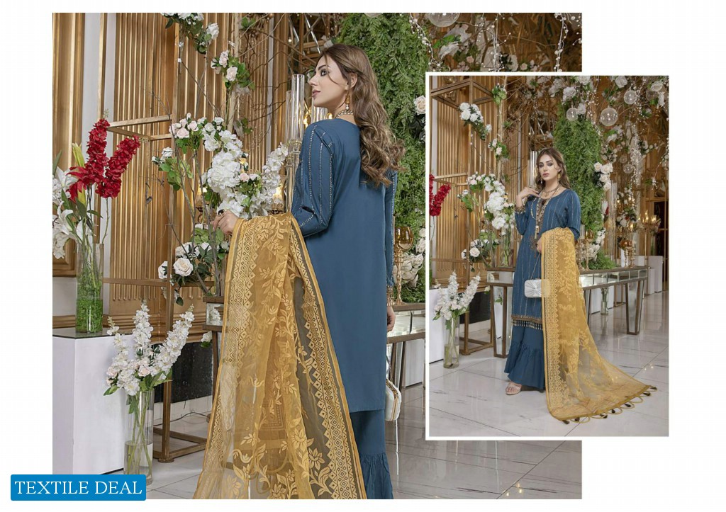 ZS Kalyan Burn Out Embroidered Dupatta Original Pakistani Dress