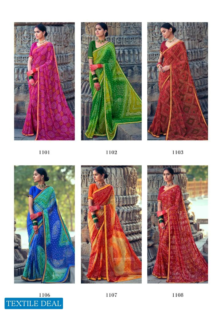 KASHVI MISHKA CHIFFON BANDHEJ PRINTED DAILY WEAR SAREES