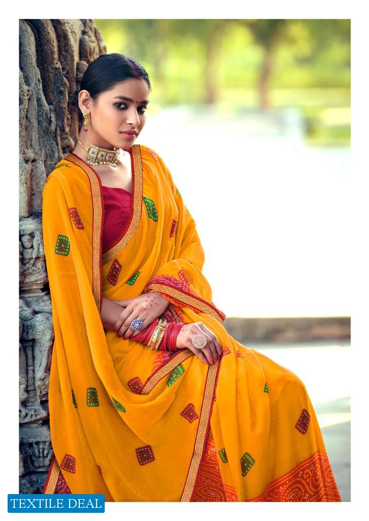 KASHVI MISHKA CHIFFON BANDHEJ PRINTED DAILY WEAR SAREES