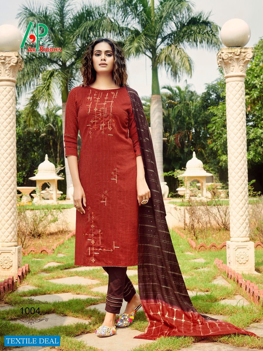 Art Riddhs Kalam Kari Wholesale Readymade 3 Piece Dress