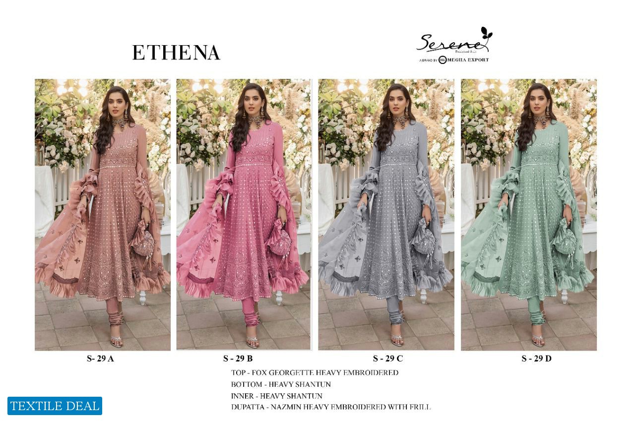 SERENE MEGHA EXPORTES ETHENA S 29 GEORGETTE WORK ELEGANT FANCY SALWAR KAMEEZ